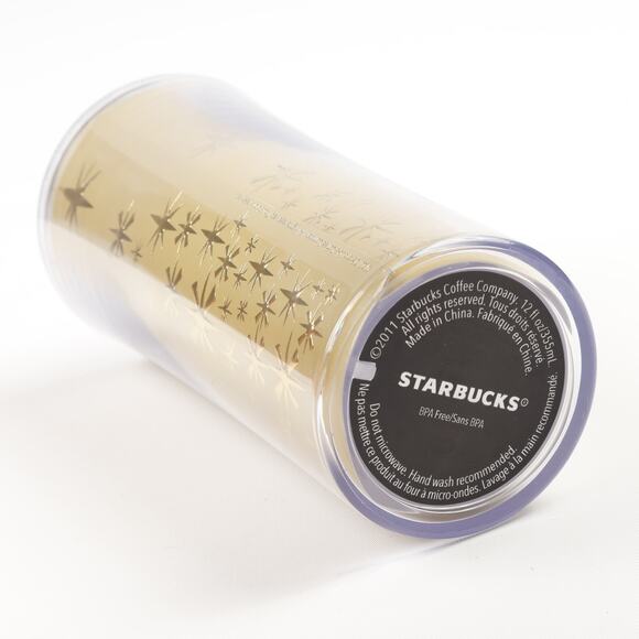 Starbucks Coffee 2011 Christmas Snowflake Star 12oz Travel Mug Gold - Picture 8 of 9